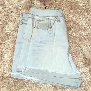 High Waisted Light Wash Denim Shorts